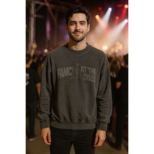 Panic At The Disco Band Graphic‎ Mock Neck Sweatshirt Men's Gray